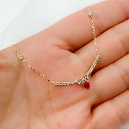 NT404446. 14K Solid Gold Diamond and Gemstone Necklace