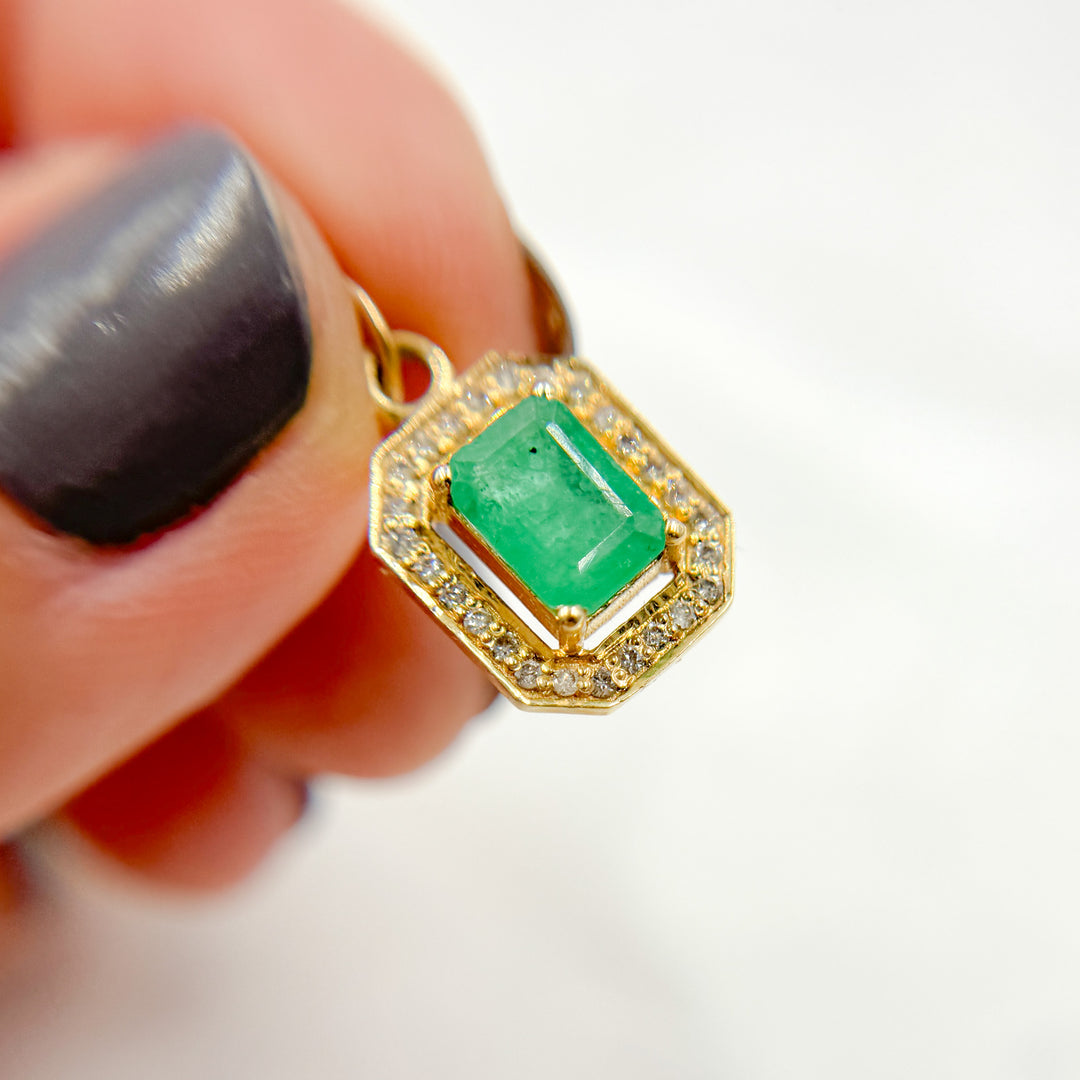 GDP410. 14K Solid Gold Diamond Rectangle Charm
