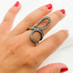 Load image into Gallery viewer, DR10. Diamond Black Rhodium Sterling Silver Organic Shape Ring
