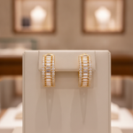 Load image into Gallery viewer, EHH57405. 14K Solid Gold Baguette Diamond Round Hoop