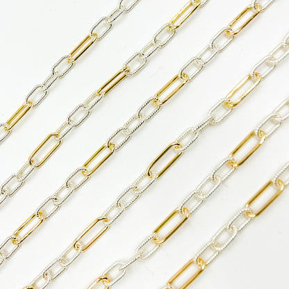 V307TT. Gold Filled  and Silver Mixed Link Chain ��� Smooth Long Links and Twisted Short Links