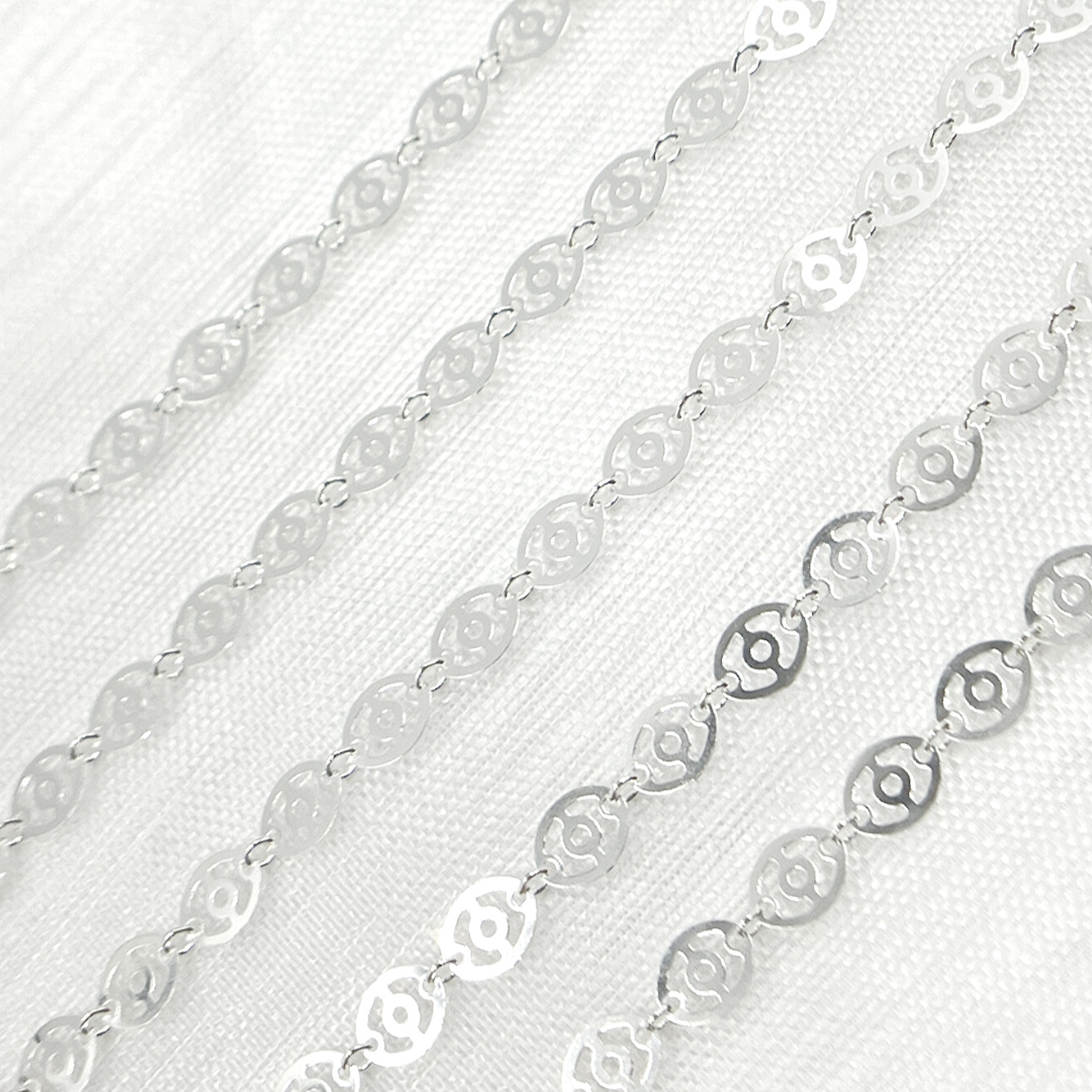 V16SS. 925 Sterling Silver Oval Pattern Chain