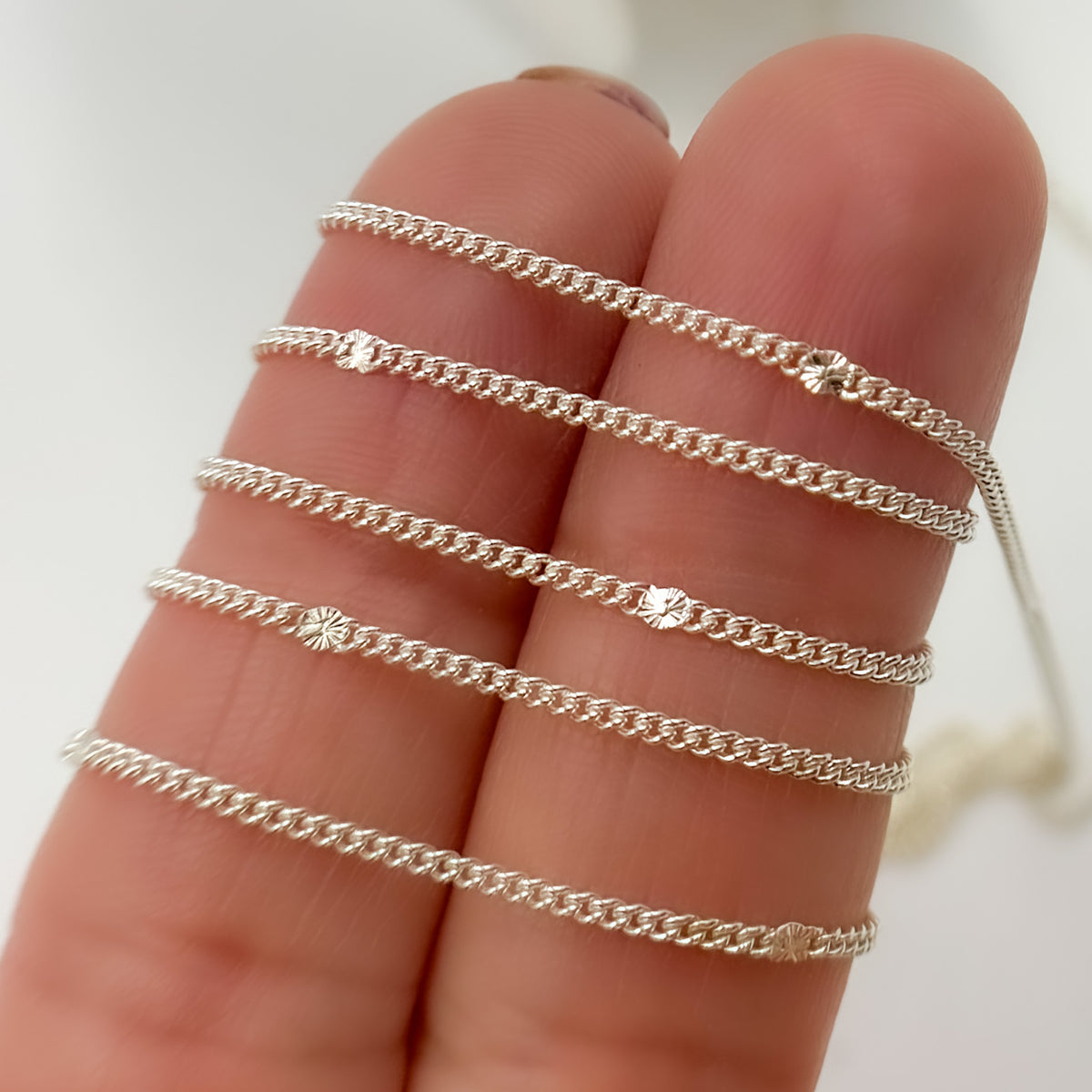 Sterling Silver Satellite Curb & Diamond Cut Marina Link Chain