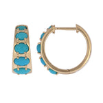 Load image into Gallery viewer, EHZ57740TQ. 14K Solid Gold Turquoise Huggies Hoop Earrings