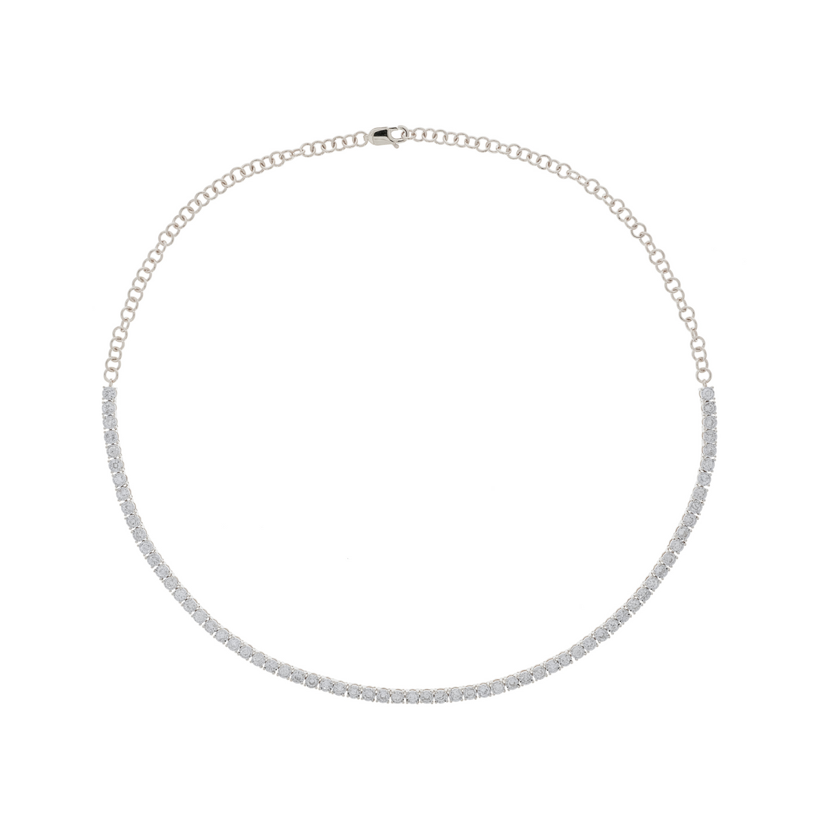 14K Solid Gold Diamond Tennis Choker Necklace
