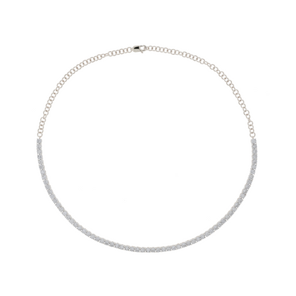 14K Solid Gold Diamond Tennis Choker Necklace