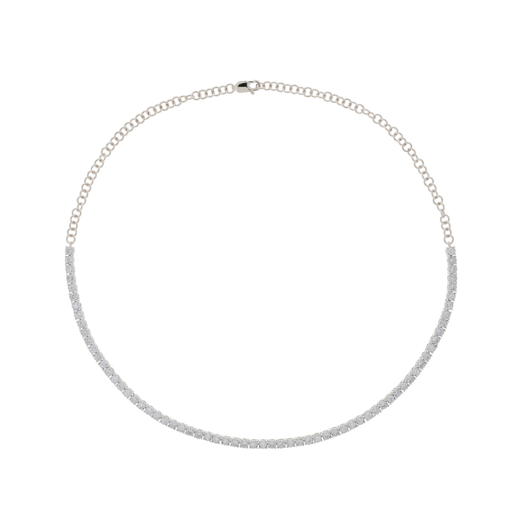 NFR71712. 14K Solid Gold Diamond Tennis Choker Necklace