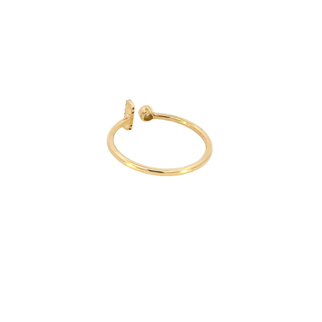 14k Solid Gold Circle and Rectangle Diamond Ring. RFA17008