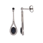 Load image into Gallery viewer, CE97267BS6X4. 14K Solid Gold Diamond and Blue Sapphire Dangle Earrings