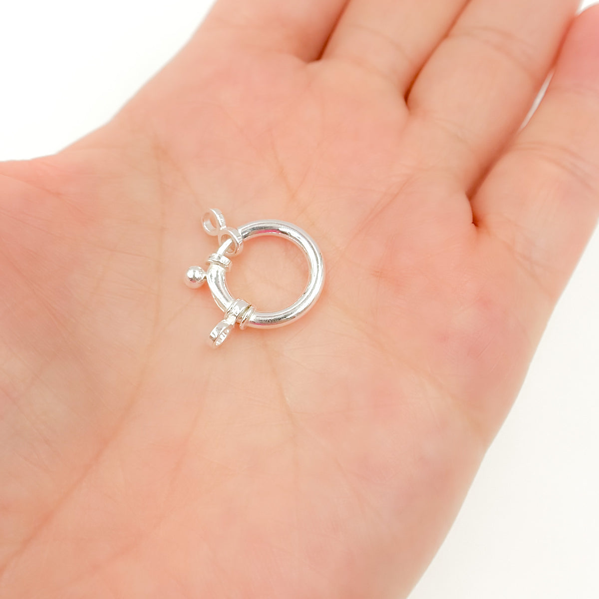 HSRL14SS. 14MM White Sterling Silver Spring Ring