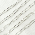 Load image into Gallery viewer, 925 Sterling Silver Paperclip Smooth &amp; Diamond Cut Link Chain. V41SS
