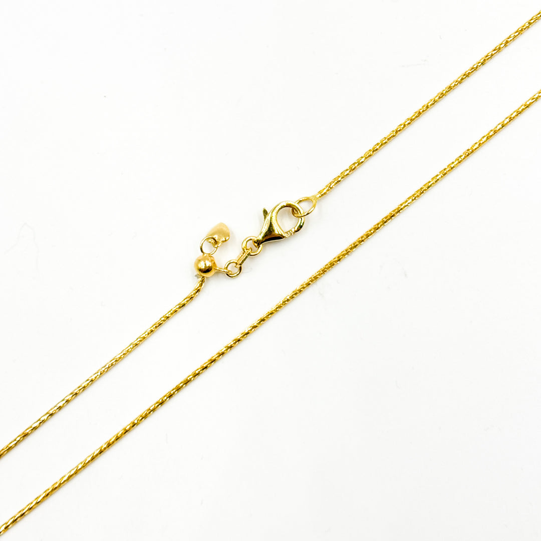 TRE004. 14k Solid Yellow Gold Wheat Chain