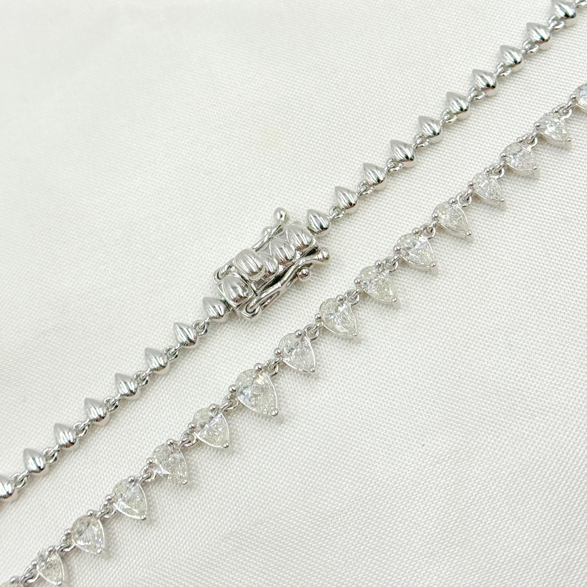 NFT70660. 14K Solid White Gold Diamond Drops Necklace