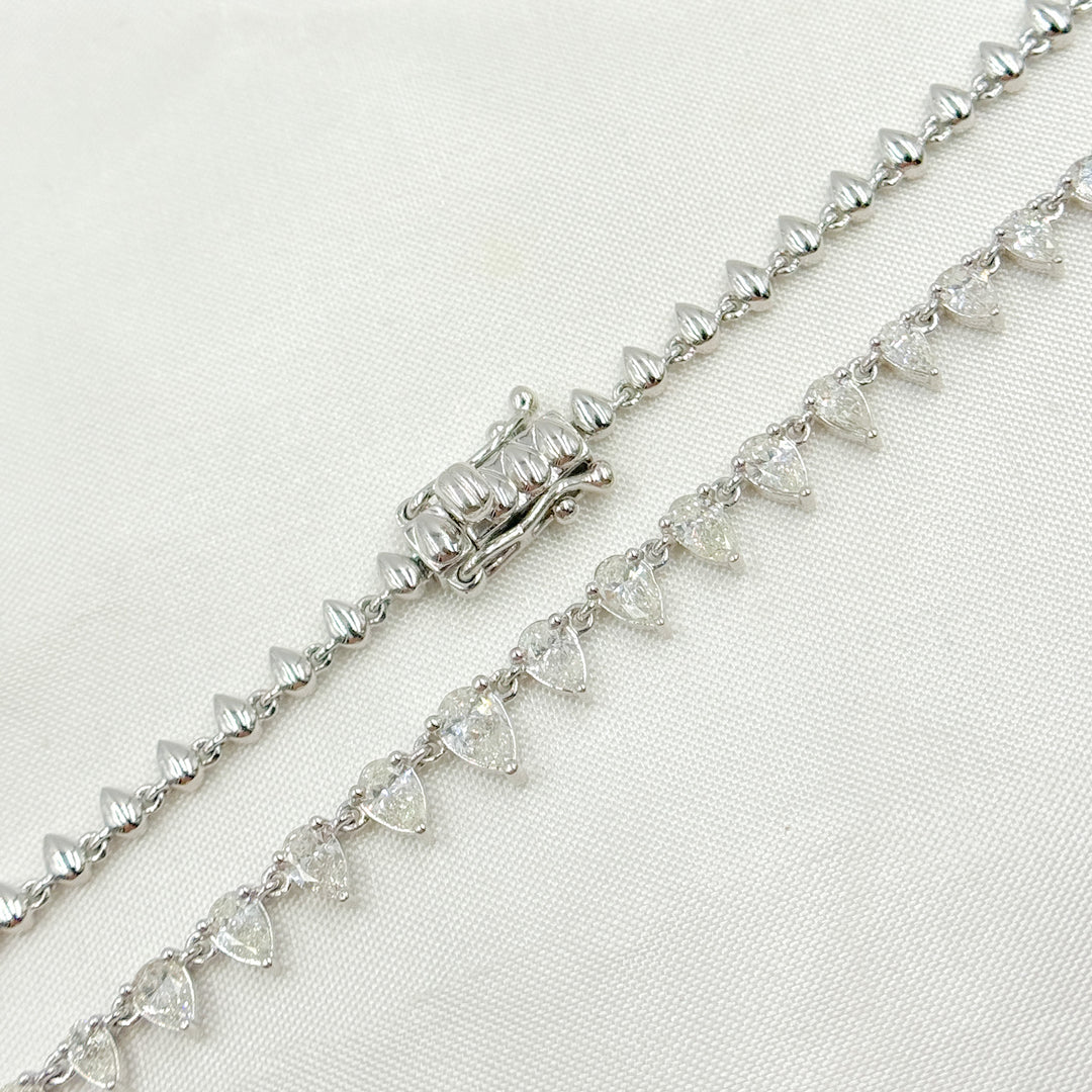 14K Solid White Gold Diamond Drops Necklace. NFT70660