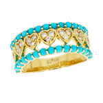 Load image into Gallery viewer, RFF18355TQ. 14k Solid Gold Diamond and Turquoise Heart Band Ring