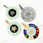 Load image into Gallery viewer, DP530A. Diamond Sterling Silver Round Star Enamel Pendant
