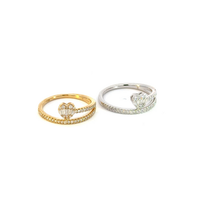 14k Solid Gold Double Band Heart Ring.