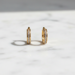 Load image into Gallery viewer, EHE56598. 14K Solid Yellow Gold Diamond Hoop Earrings