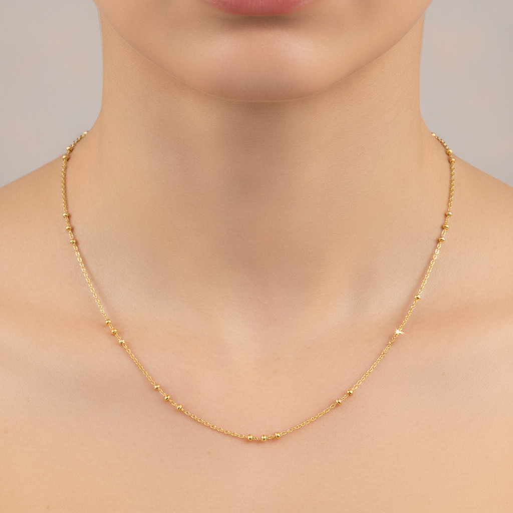 025R03BLS7. 14K Solid Yellow Gold Satellite Necklace