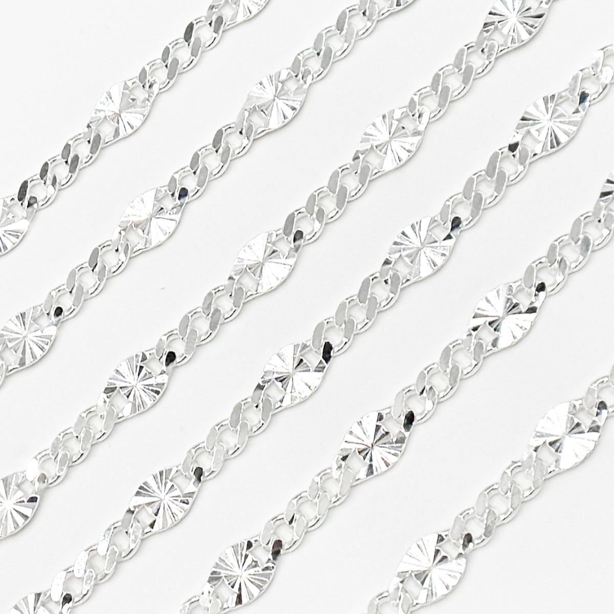 Buy Sterling Silver Curb and Diamond Cut Marina Link Chain