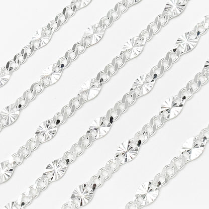 Buy Sterling Silver Curb and Diamond Cut Marina Link Chain