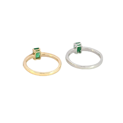 14k Solid Gold Diamond and Emerald Statement Ring