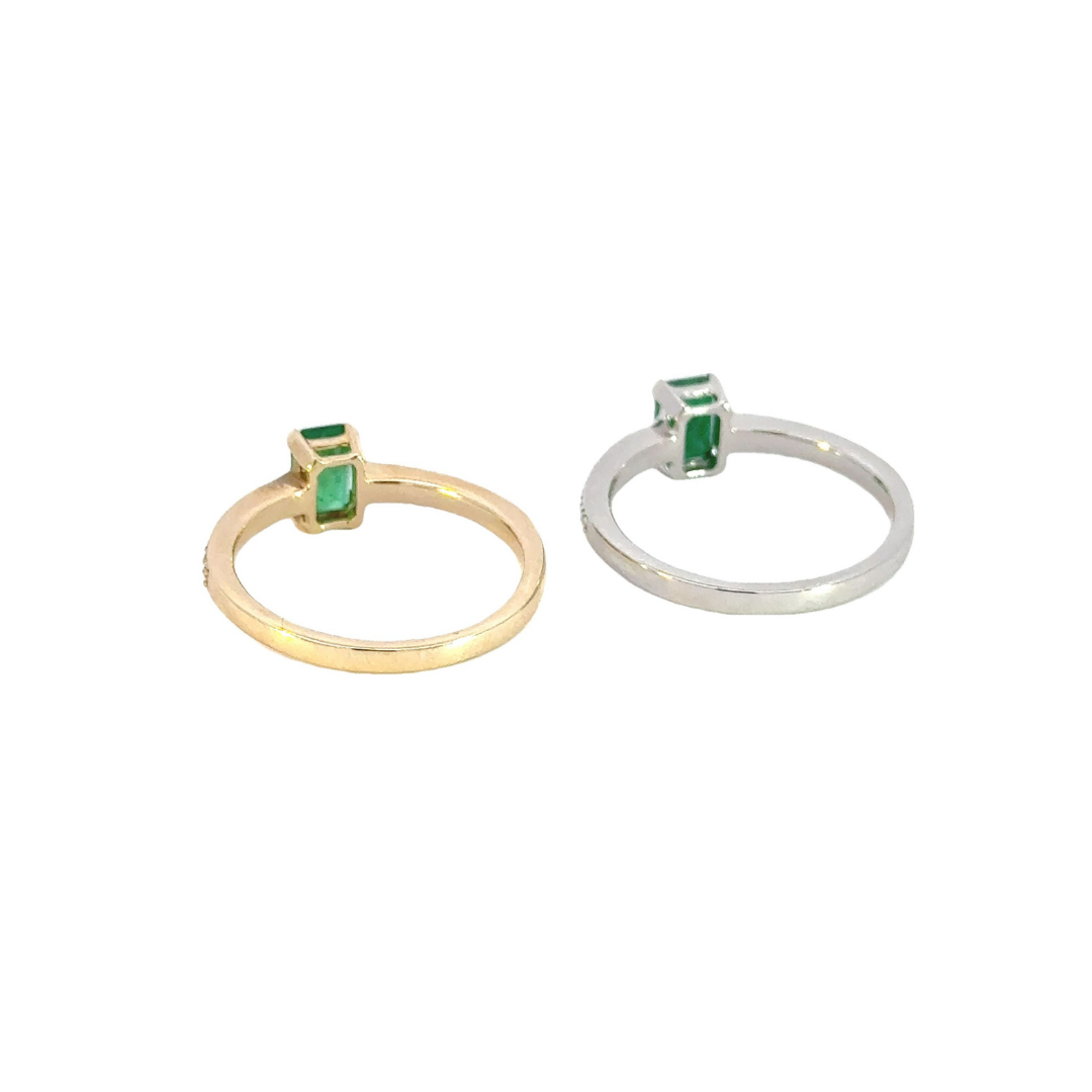 14k Solid Gold Diamond and Emerald Statement Ring. RN402328EM