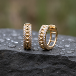 Load image into Gallery viewer, EHF57387. 14K Solid Yellow Gold Diamond Hoop Earrings