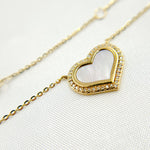 Load image into Gallery viewer, BR404085. 14K Solid Gold Diamond and Mother of Pearl Heart Necklace