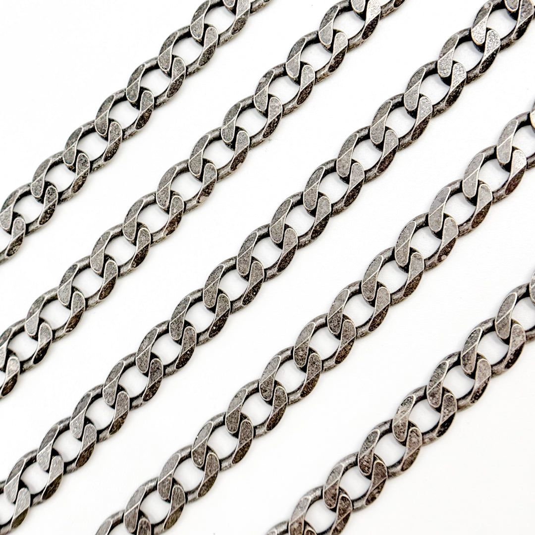 X15OX. Sterling Silver Oxidized Flat Curb Chain