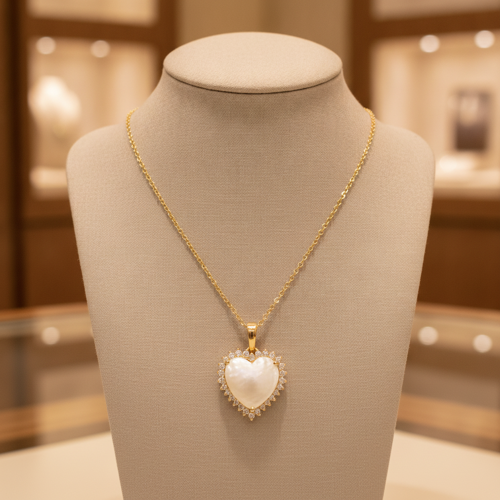 PHD38795PL. 14K Solid Gold Diamond and Gemstone Heart Necklace