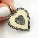 Load image into Gallery viewer, DP571A. Diamond Sterling Silver Heart Enamel Pendant
