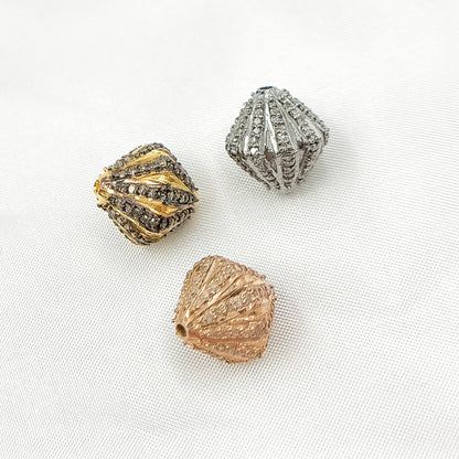 DC599. Diamond & Sterling Silver Rhombus Shape Bead