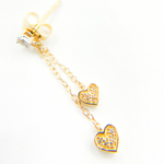 Load image into Gallery viewer, 14K Solid Gold and Diamonds Hearts Dangle Earrings. EFB51702
