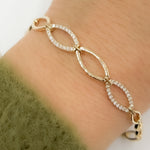 Load image into Gallery viewer, BFH61264. 14K Solid Yellow Gold Diamond Fancy Oval Bracelet