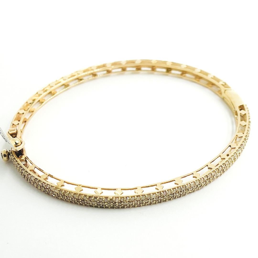 KG991. 14K Solid Gold Bangle with Diamonds