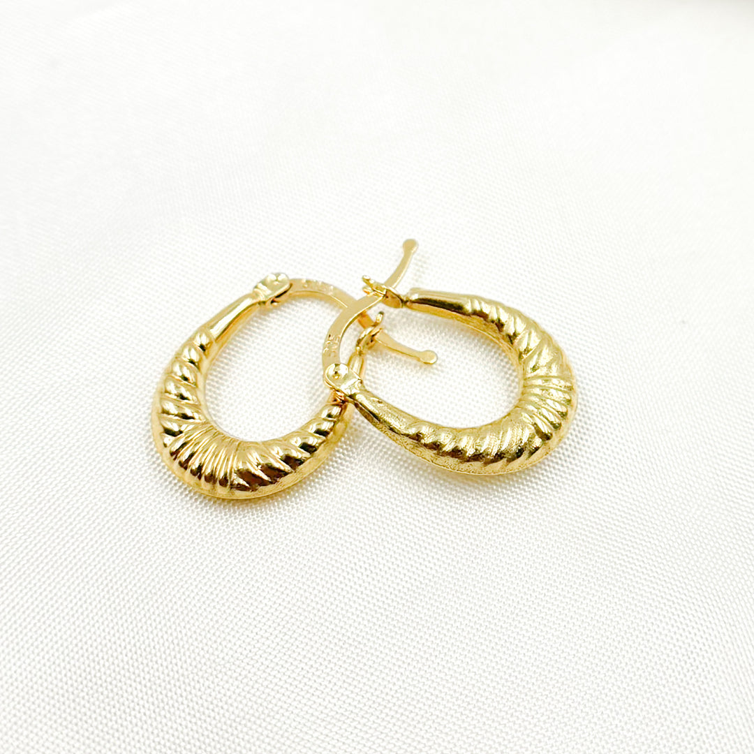 GER177. 14K Solid Gold Croissant Hoops