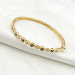 Load image into Gallery viewer, 14K Solid Gold Bangle with Diamonds and Stones. KG246
