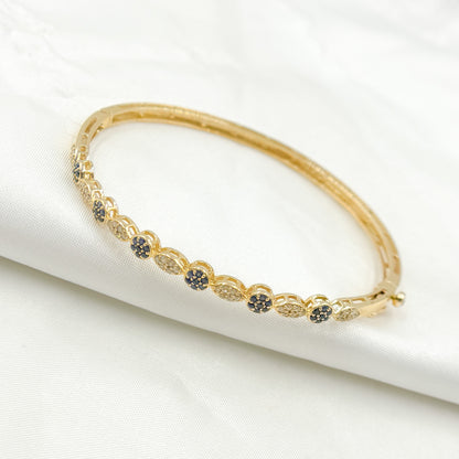 KG246. 14K Solid Gold Bangle with Diamonds and Stones