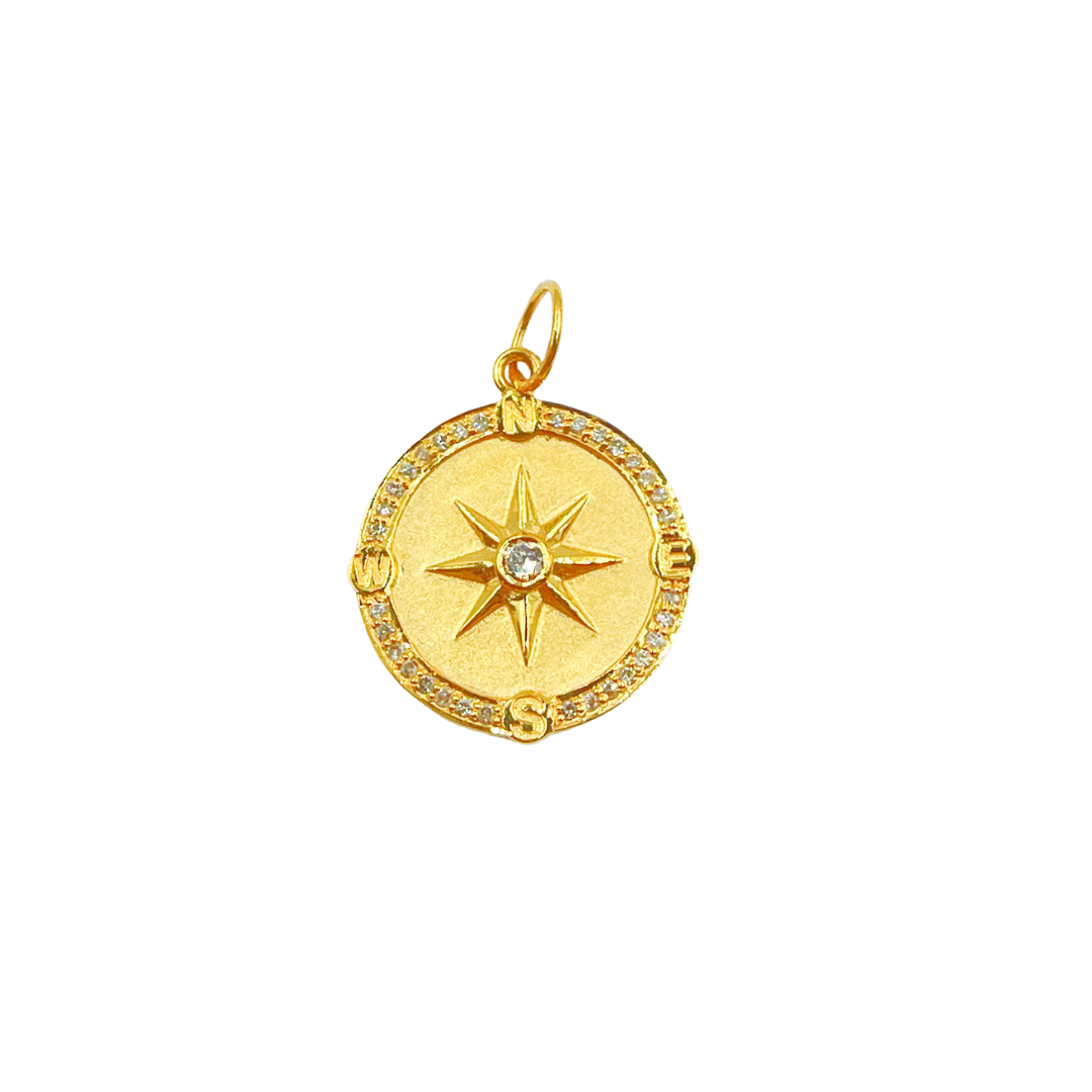 14K Solid Gold Circle Pendant with Diamonds. GDP218