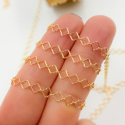 V296GF. 14K Gold Filled Clover and Oval Link Chain