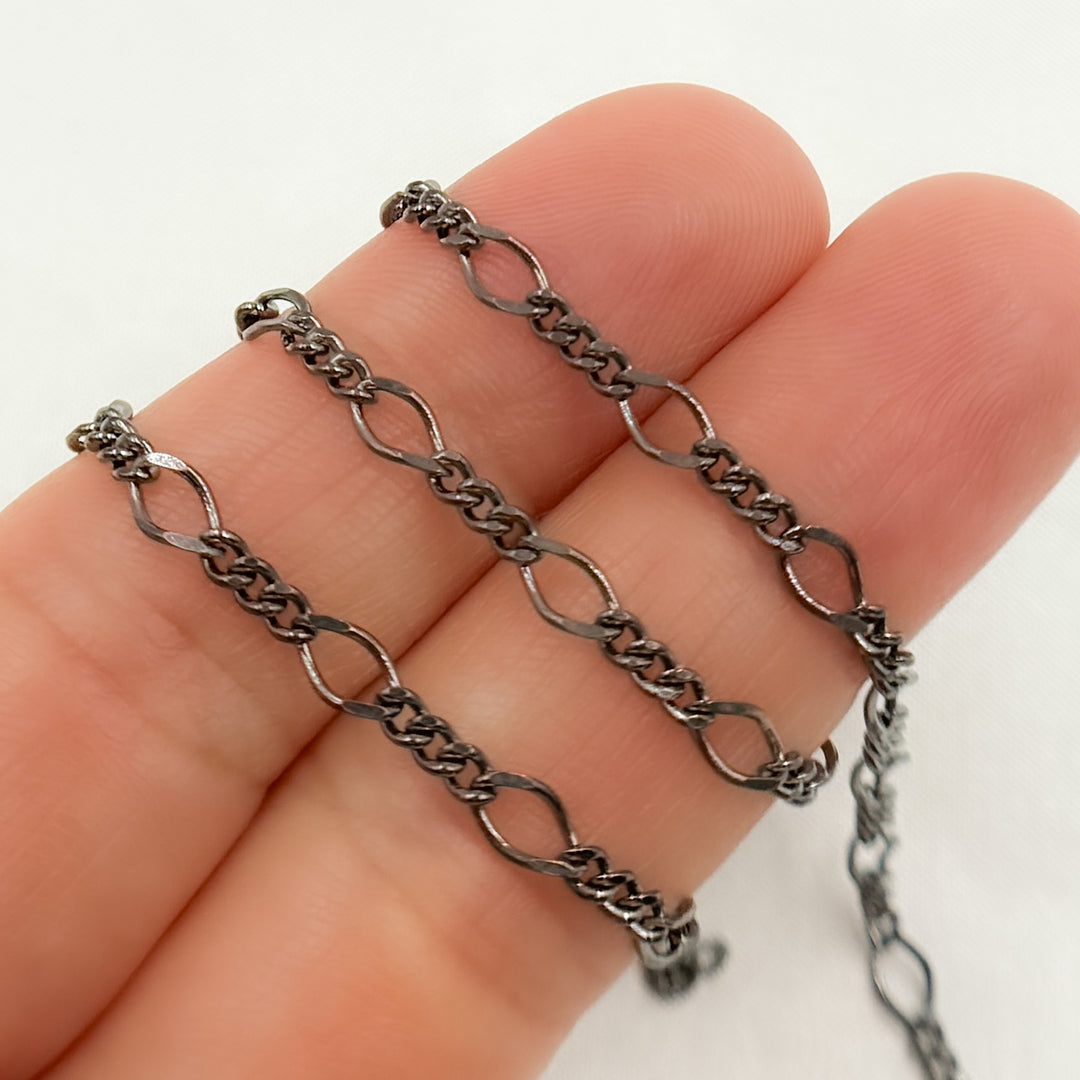 Black Rhodium 925 Sterling Silver Long and Short Link Chain. V238BR