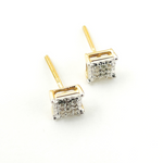 Load image into Gallery viewer, 14K Solid Gold and Diamonds Square Earrings. EFB51010
