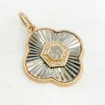 Load image into Gallery viewer, 14k Solid Gold and Sterling Silver Diamond Flower Charm. KSG62
