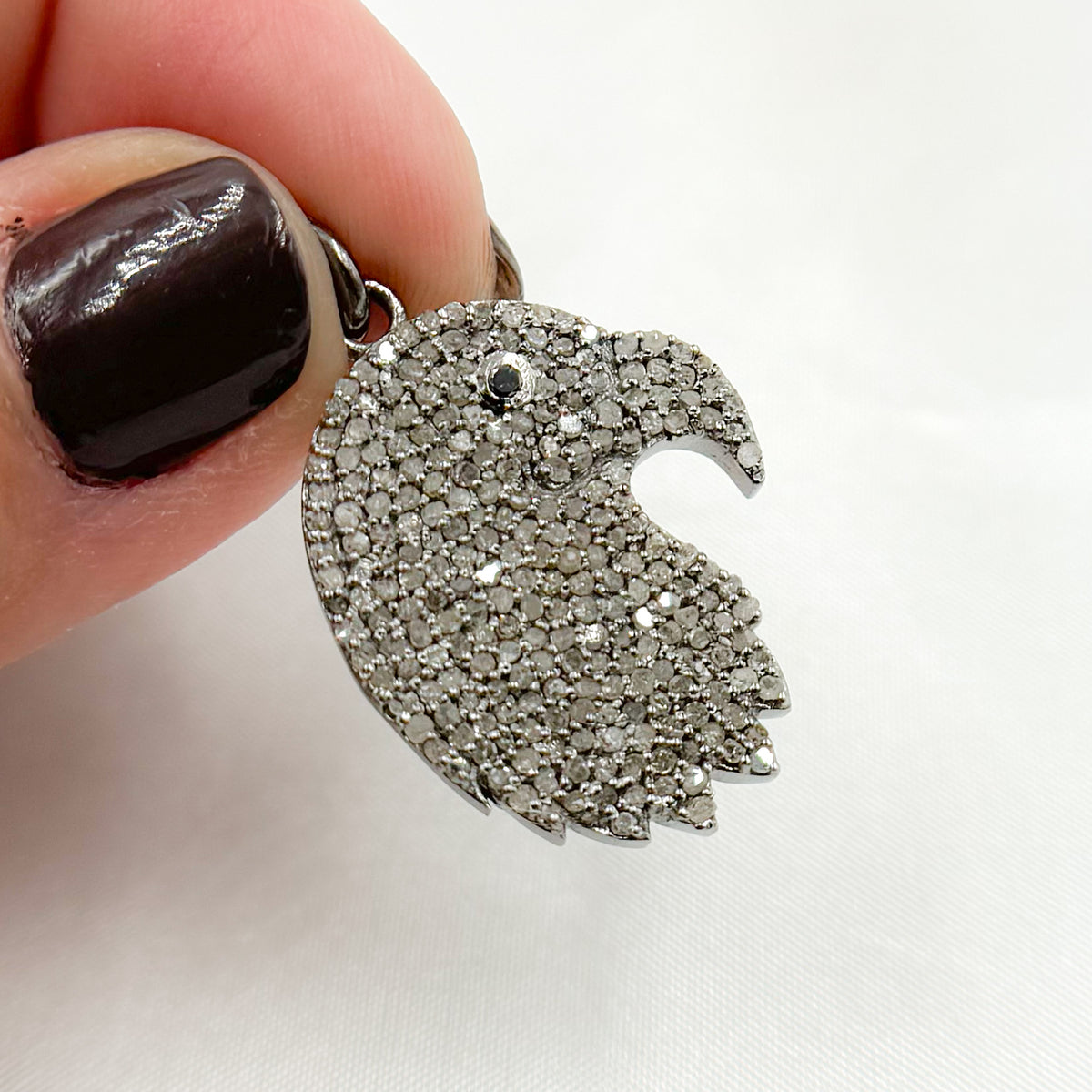 Diamond Sterling Silver Eagle Head Pendant