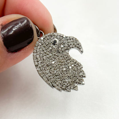 Diamond Sterling Silver Eagle Head Pendant