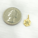 Load image into Gallery viewer, 14K Solid Gold Diamond Hexagon Charm with Star in the Center. GDP426
