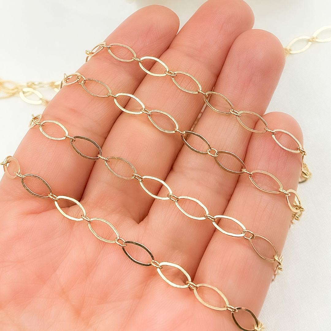 790FGF. Gold-Filled Flat Oval Long and Short Link Chain