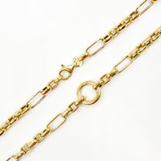 000HVW8604030. 14K Solid Gold Hollow 1 Long and 5 Short Fancy Necklace