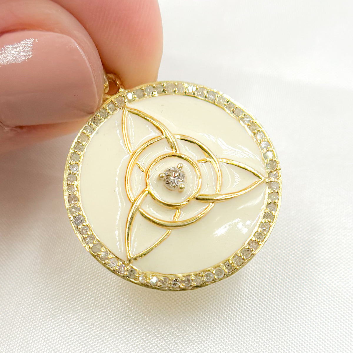 Shop Now Sterling Silver Round Celtic Trinity Knot Enamel Pendant with Gemstone